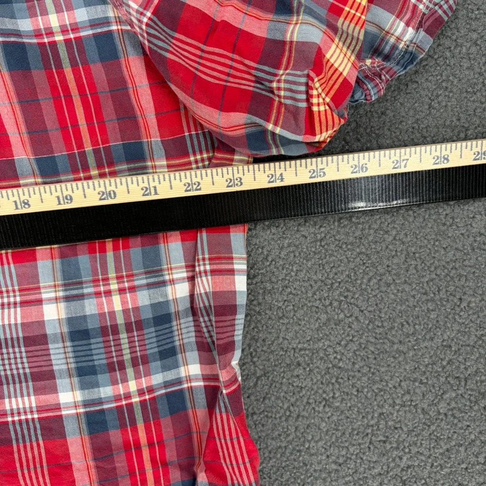RedHead Mens XL Short Sleeve Plaid Button Up Shirt Red Blue Cotton RN74747